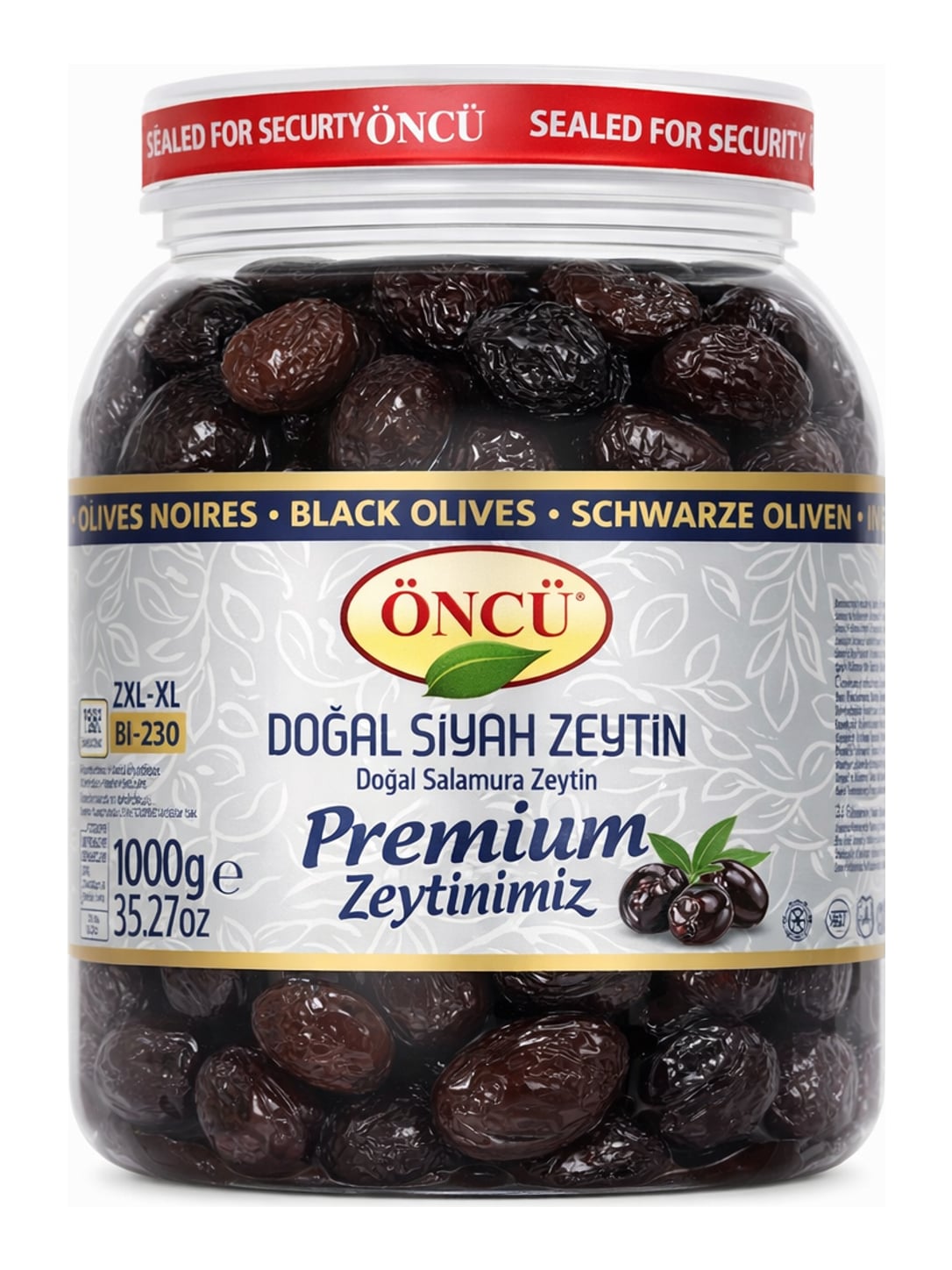 ÖNCÜ Schwarze Oliven Premium 1000g – Doğal Siyah Zeytin Salamura türkische Oliven