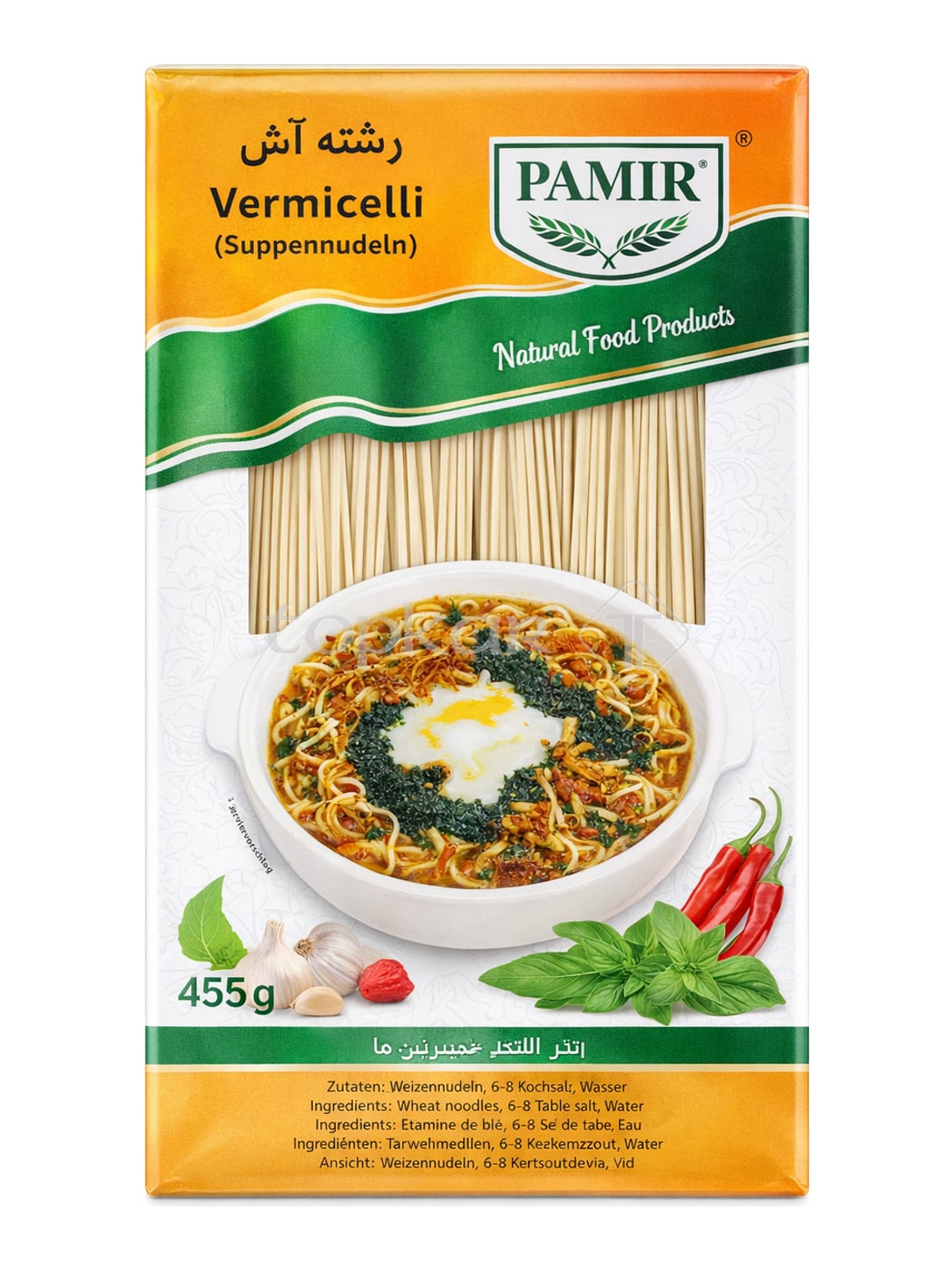 Pamir Vermicelli Suppennudeln 455g – Makaroni feine Weizennudeln für Suppen