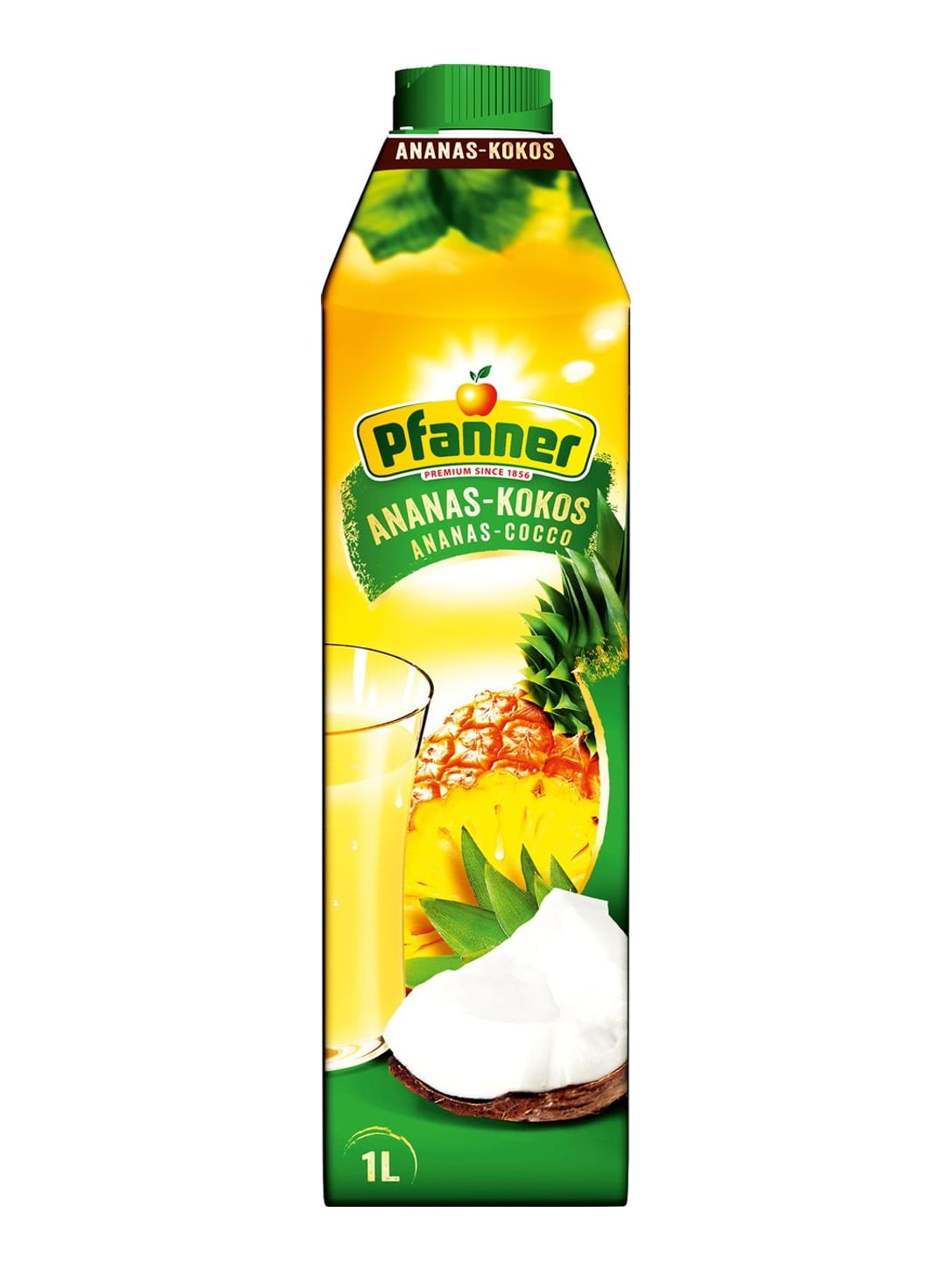Pfanner Ananas Kokos Getränk 1 l – exotisches Fruchtsaftgetränk mit Ananas und Kokos