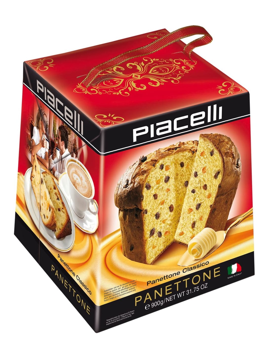 Piacelli Panettone Classic 900g – italienischer Hefekuchen mit Rosinen