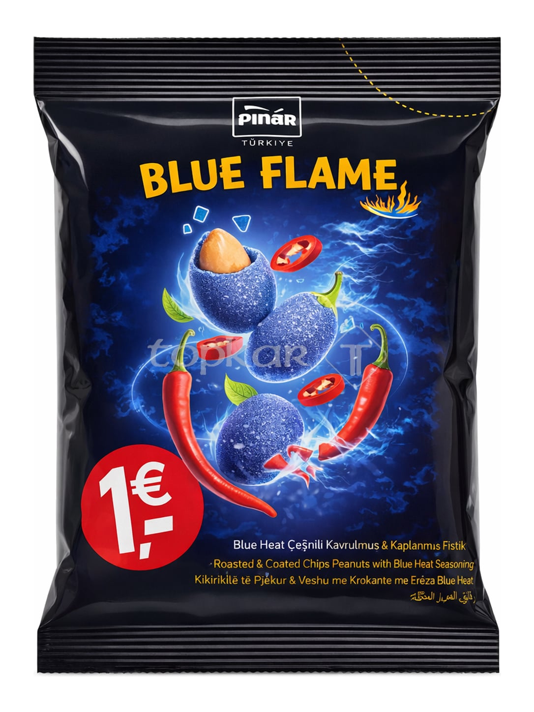 Pınar Blue Flame Blue Heat Erdnüsse 100g – scharfe Cips Fıstık Chili Limette