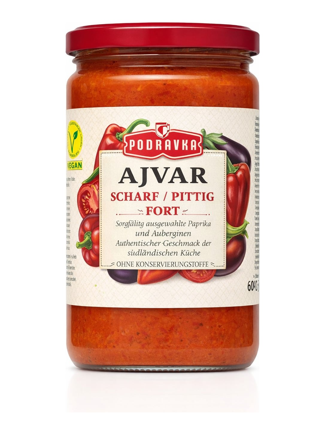 Podravka Ajvar Scharf 690g – Ajvar Ljut kroatische Paprika-Auberginen-Zubereitung