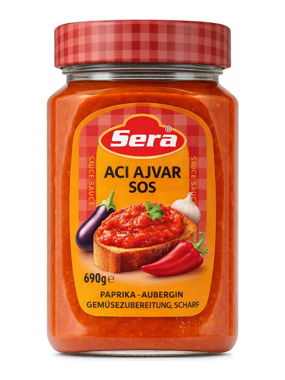 Sera Ajvar scharf 690g – Acı Ajvar Sos Paprika-Auberginen-Sauce