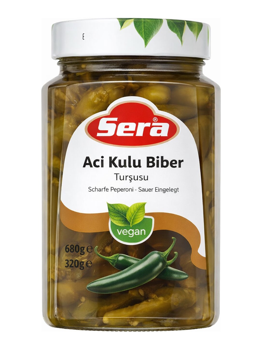 Sera Eingelegte Scharfe Peperoni 680g – Acı Kulu Biber Turşusu türkische Peperoni im Glas