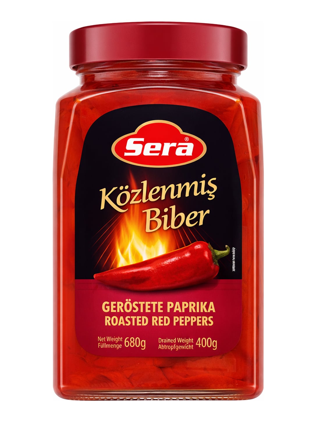 Sera Geröstete Rote Paprika 680g – Közlenmiş Biber eingelegt in Essig-Lake