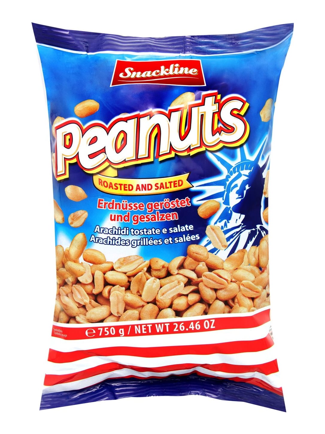 Snackline Erdnüsse geröstet und gesalzen 750g – geröstete gesalzene Erdnüsse Peanuts