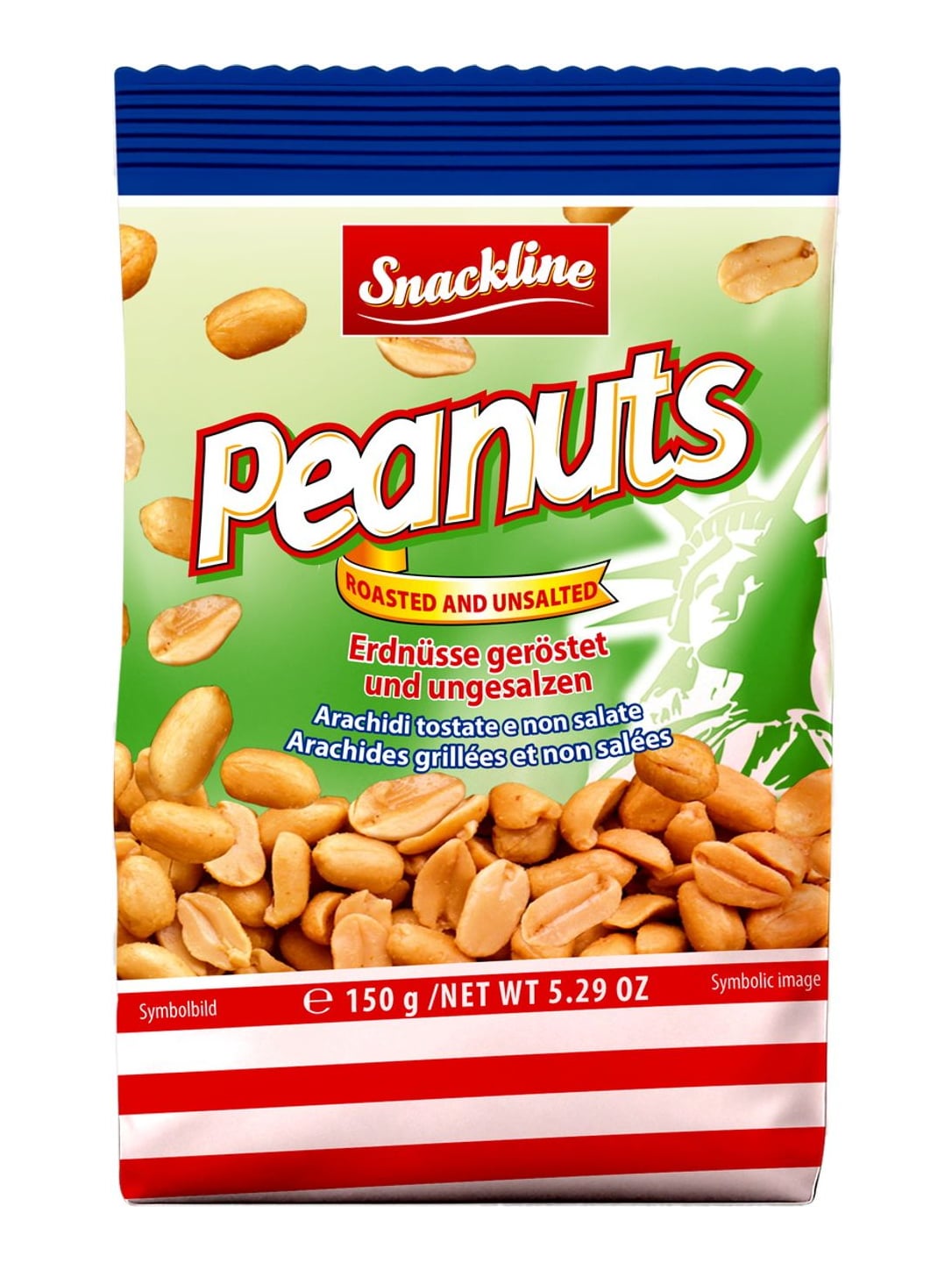 Snackline Erdnüsse geröstet und ungesalzen 150g – geröstete Erdnüsse ohne Salz