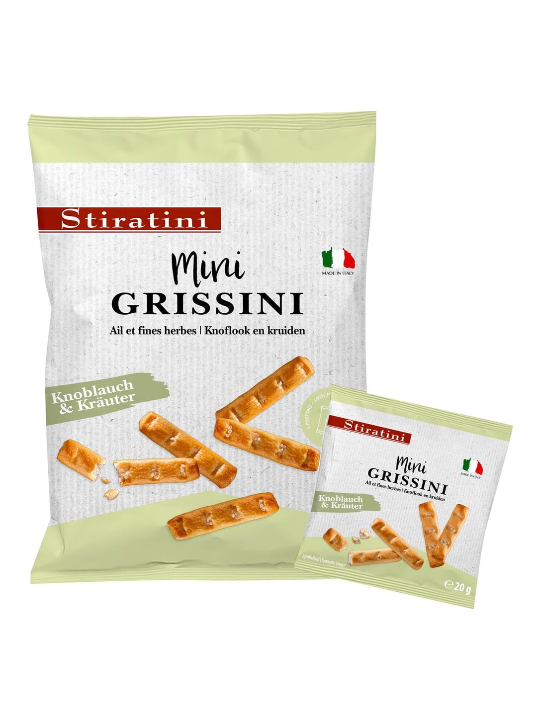 Stiratini Mini Grissini Knoblauch & Kräuter 120g – italienische Grissini Brotstangen