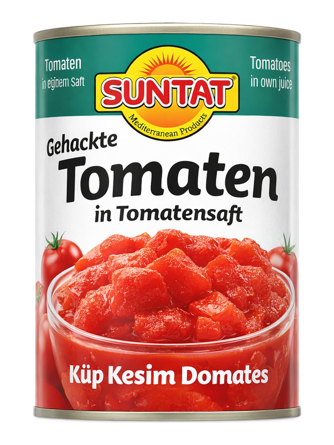 Suntat Gehackte Tomaten in Tomatensaft 400g – Küp Kesim Domates italienische Tomatenkonserve