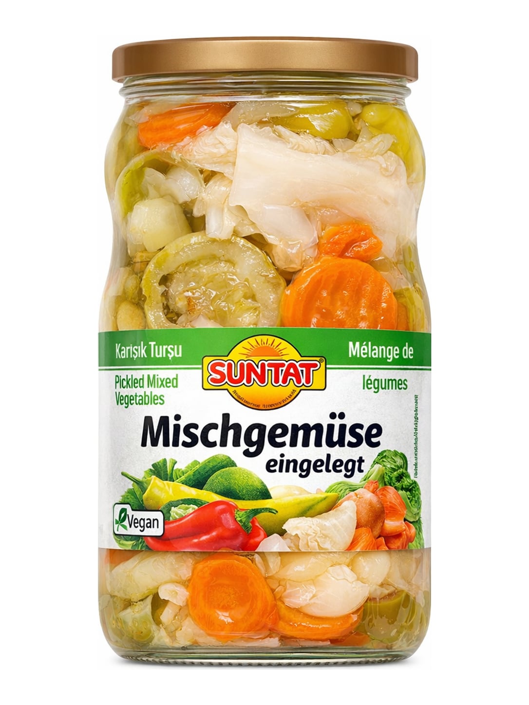 Suntat Mischgemüse eingelegt 1610g – Karışık Turşu türkisches Eingelegte-Gemüse-Glas
