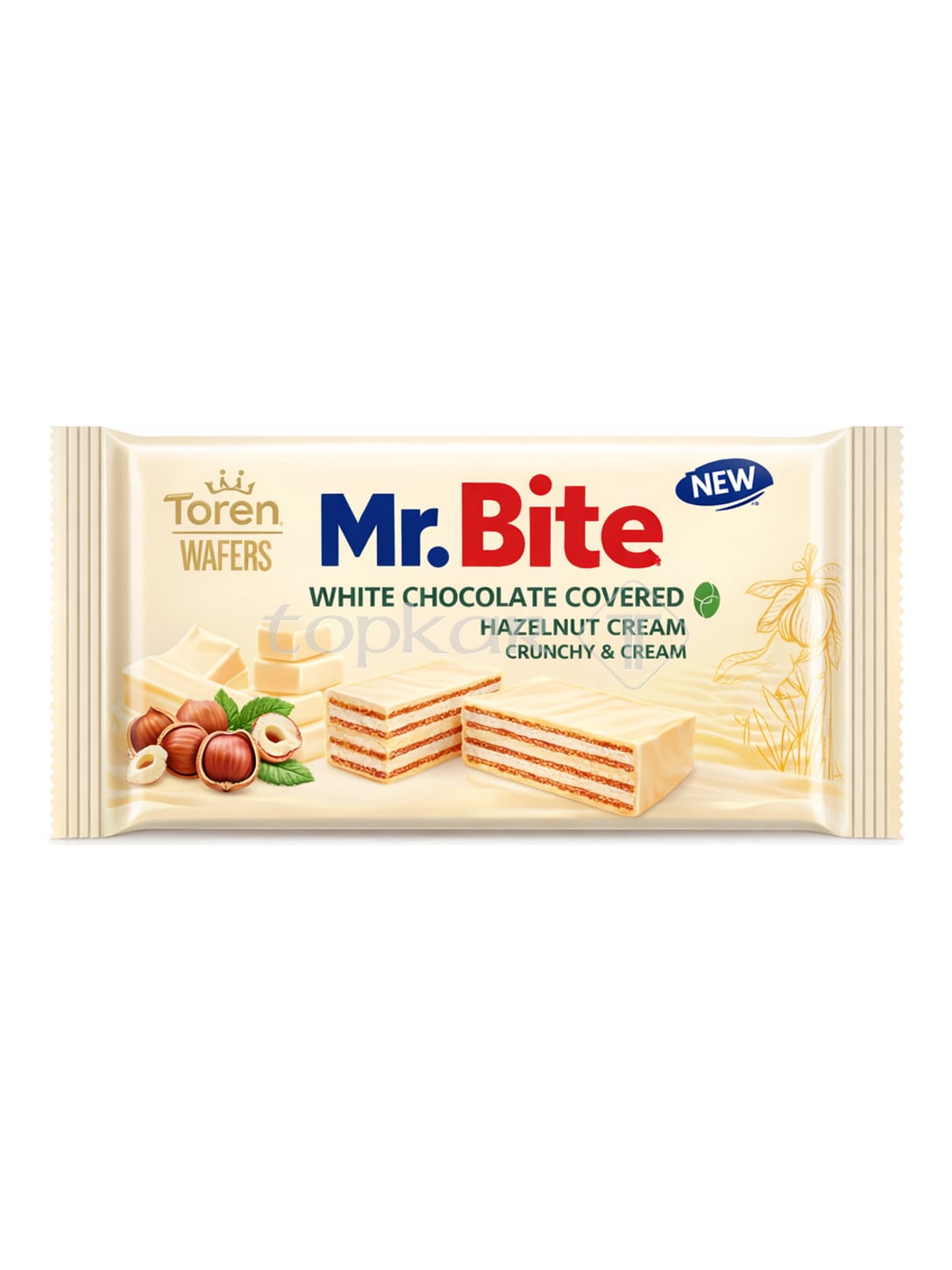 Toren Wafers Mr. Bite Haselnusswaffel 38g – weiße Schokolade Waffelriegel