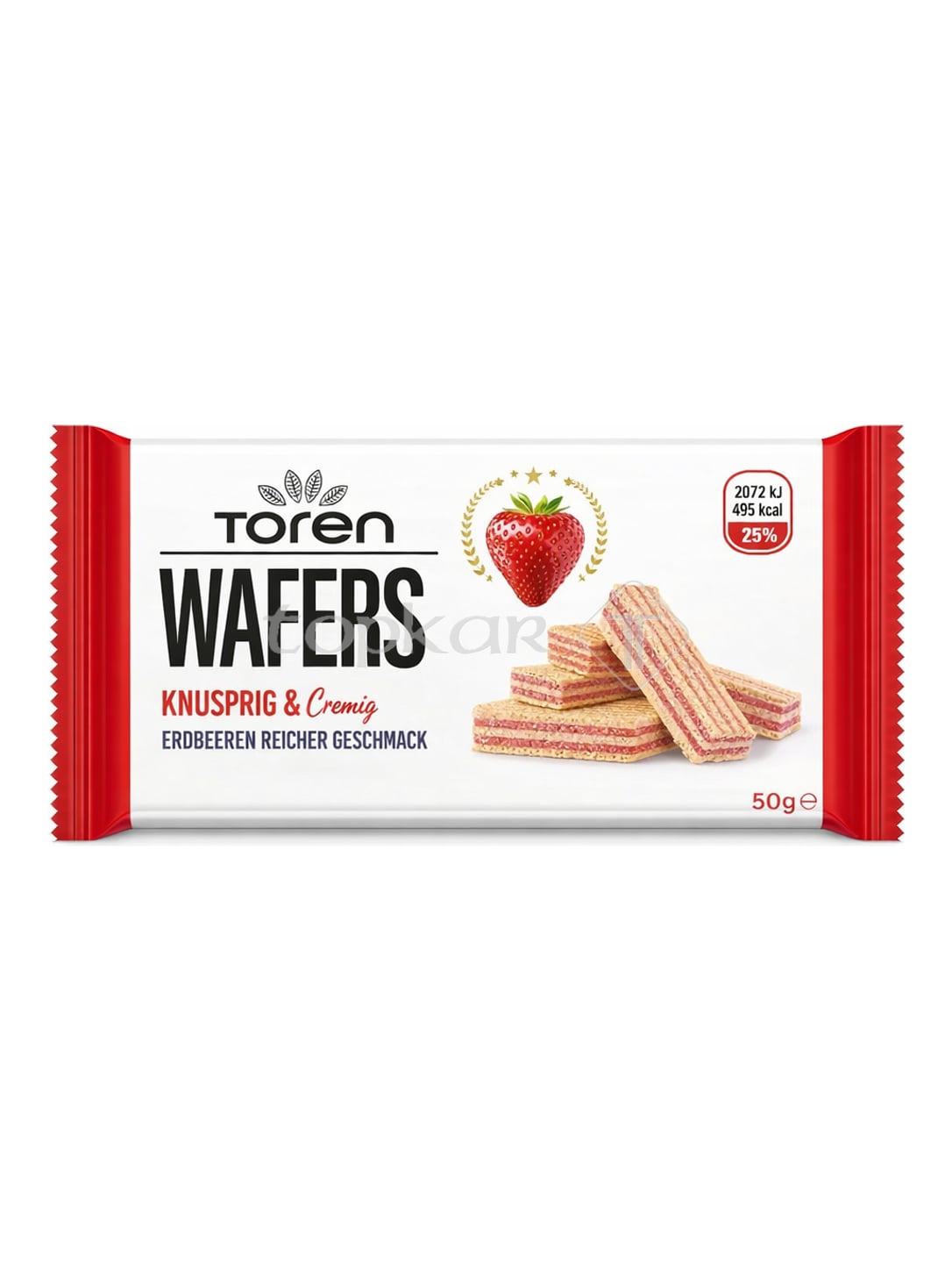 Toren Waffel mit Erdbeercreme 55g – Çilek Kremalı Gofret Erdbeer Waffelriegel