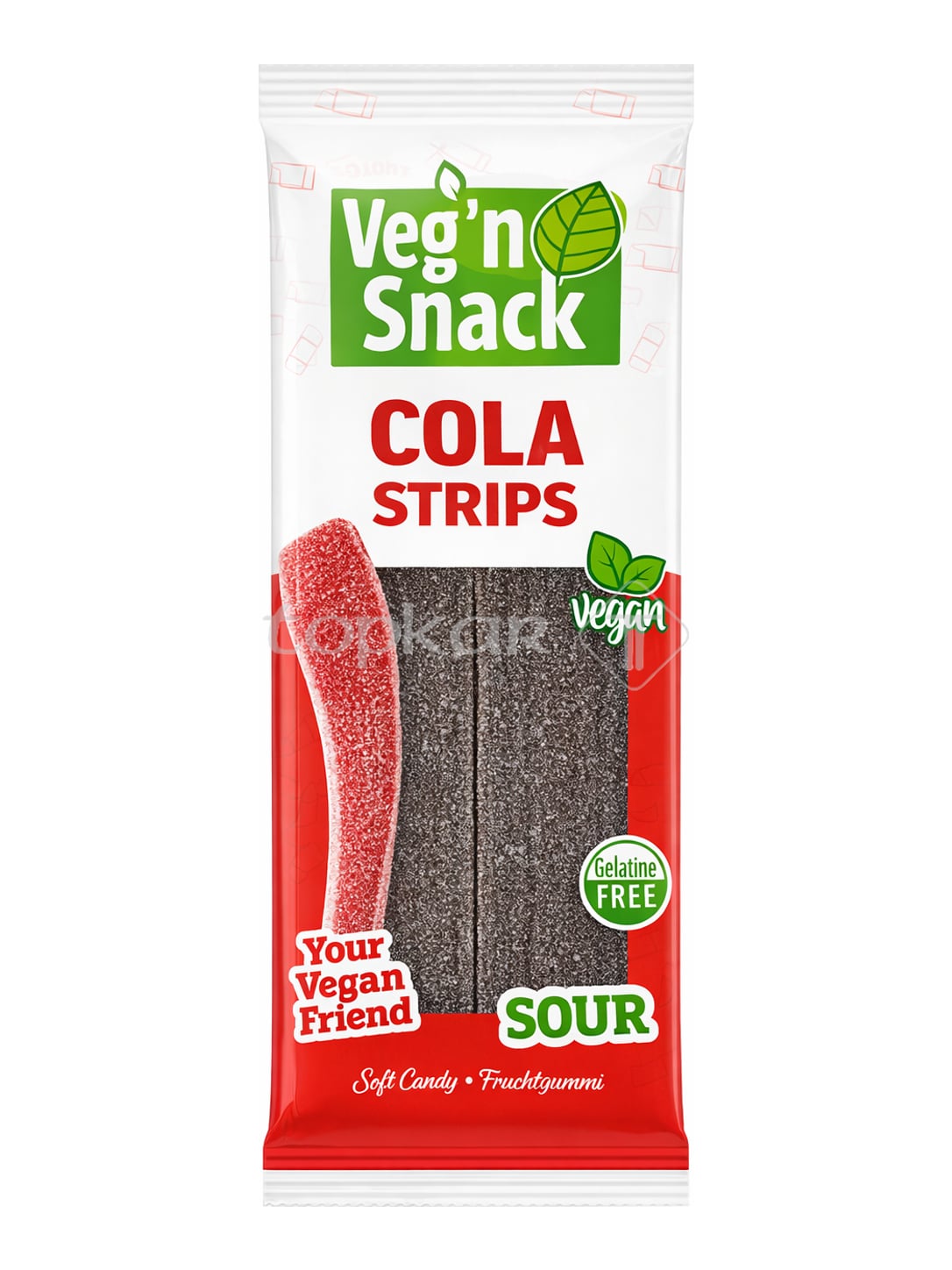 Veg'n Snack Cola Strips Sour 170g – vegane saure Cola Fruchtgummi Streifen