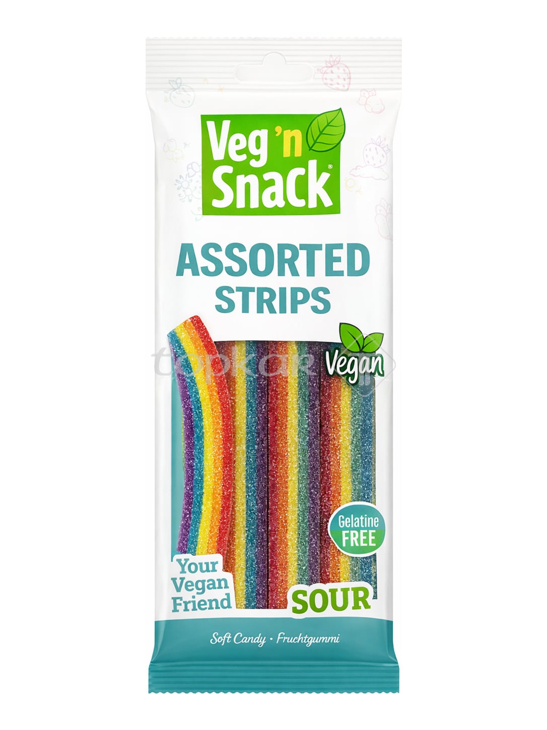 Veg'n Snack Saure Fruchtstreifen 170g – veganes saures Fruchtgummi Frucht-Mix