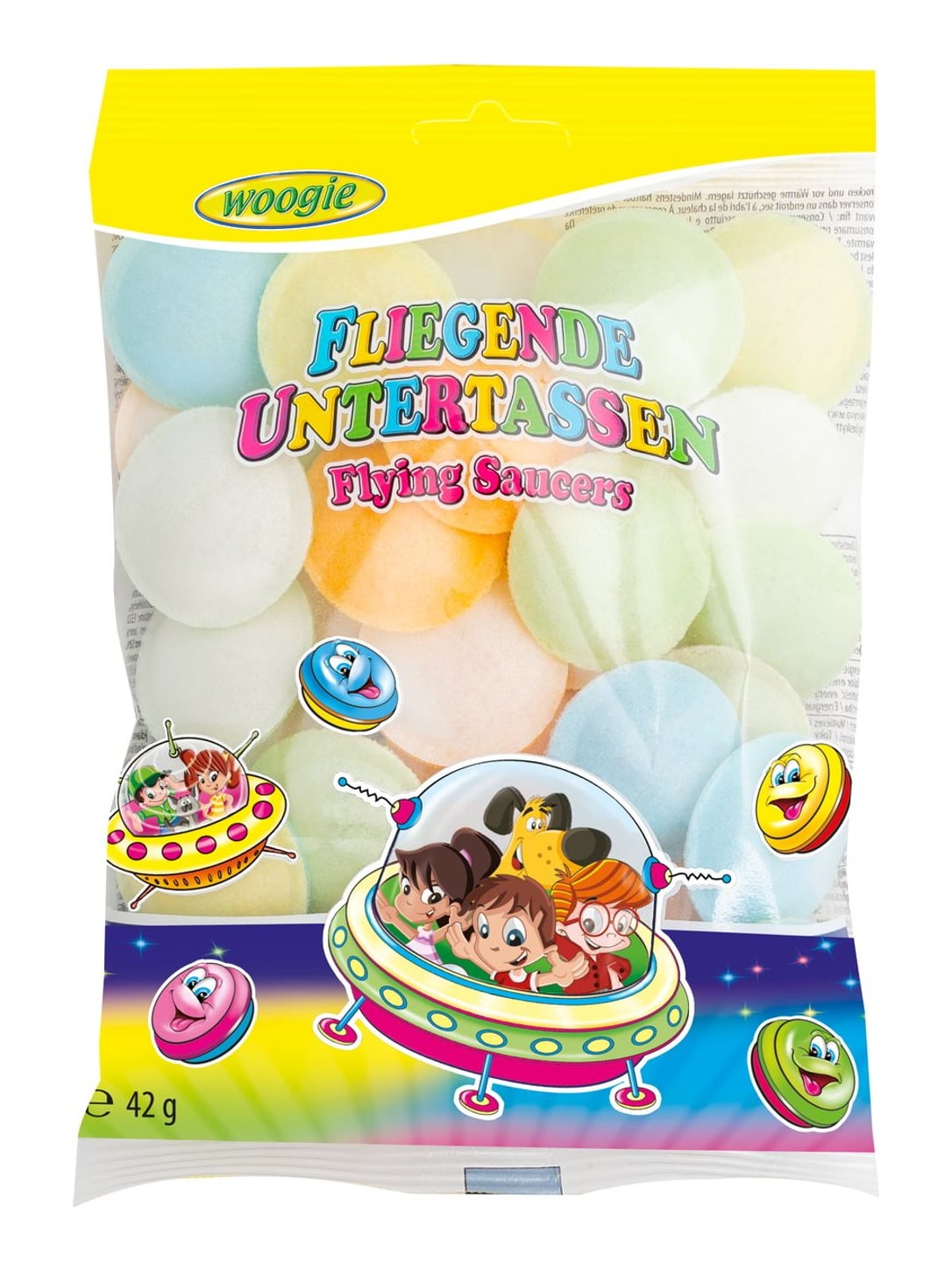 Woogie Fliegende Untertassen 42g – Brause-Oblaten Ufos Süßigkeit