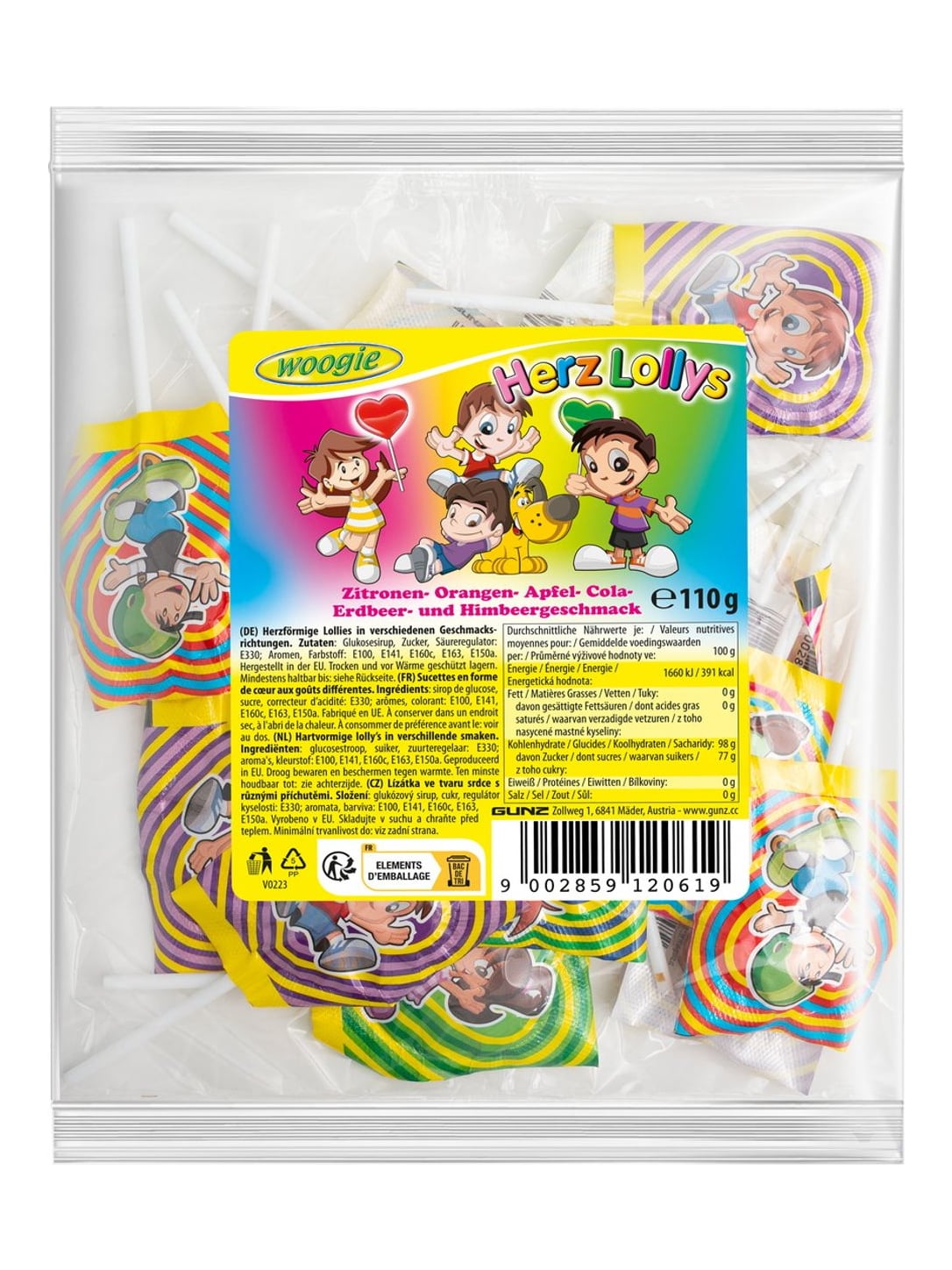 Woogie Herzlolly's Mix 110g – bunte Herz-Lutscher Lollipops