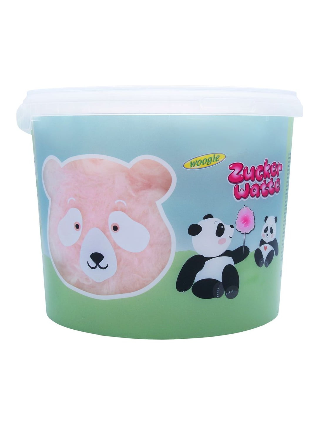 Woogie Panda Zuckerwatte 140g – bunte Zuckerwatte im 3l-Eimer