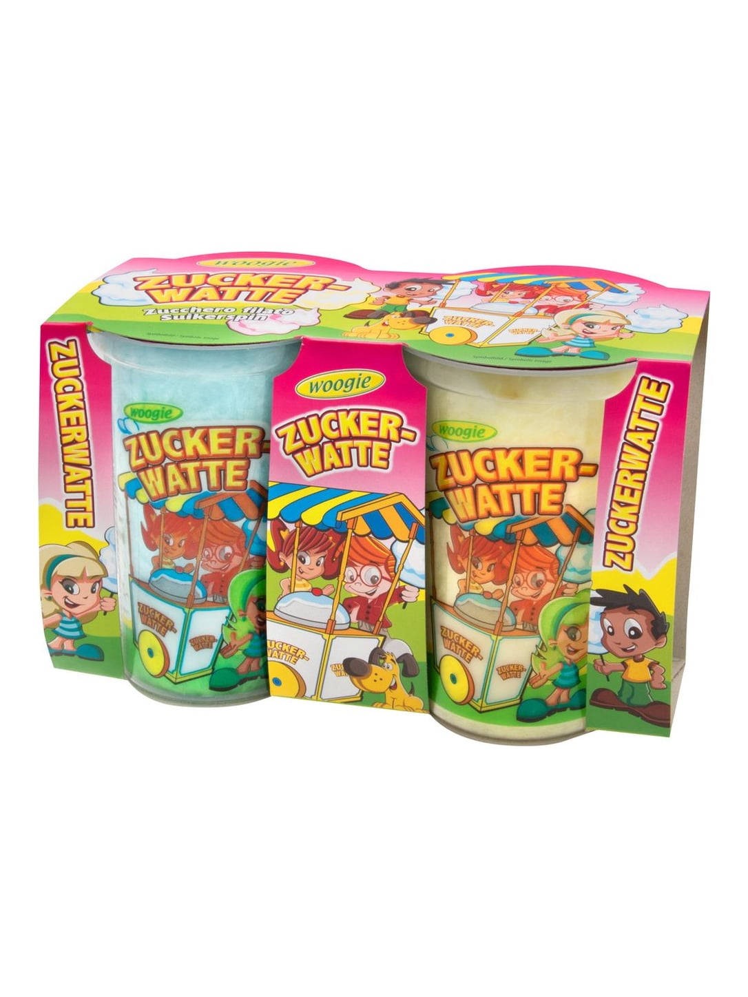 Woogie Zuckerwatte 2x20g – fluffige Cotton Candy Banane Bubblegum Erdbeere