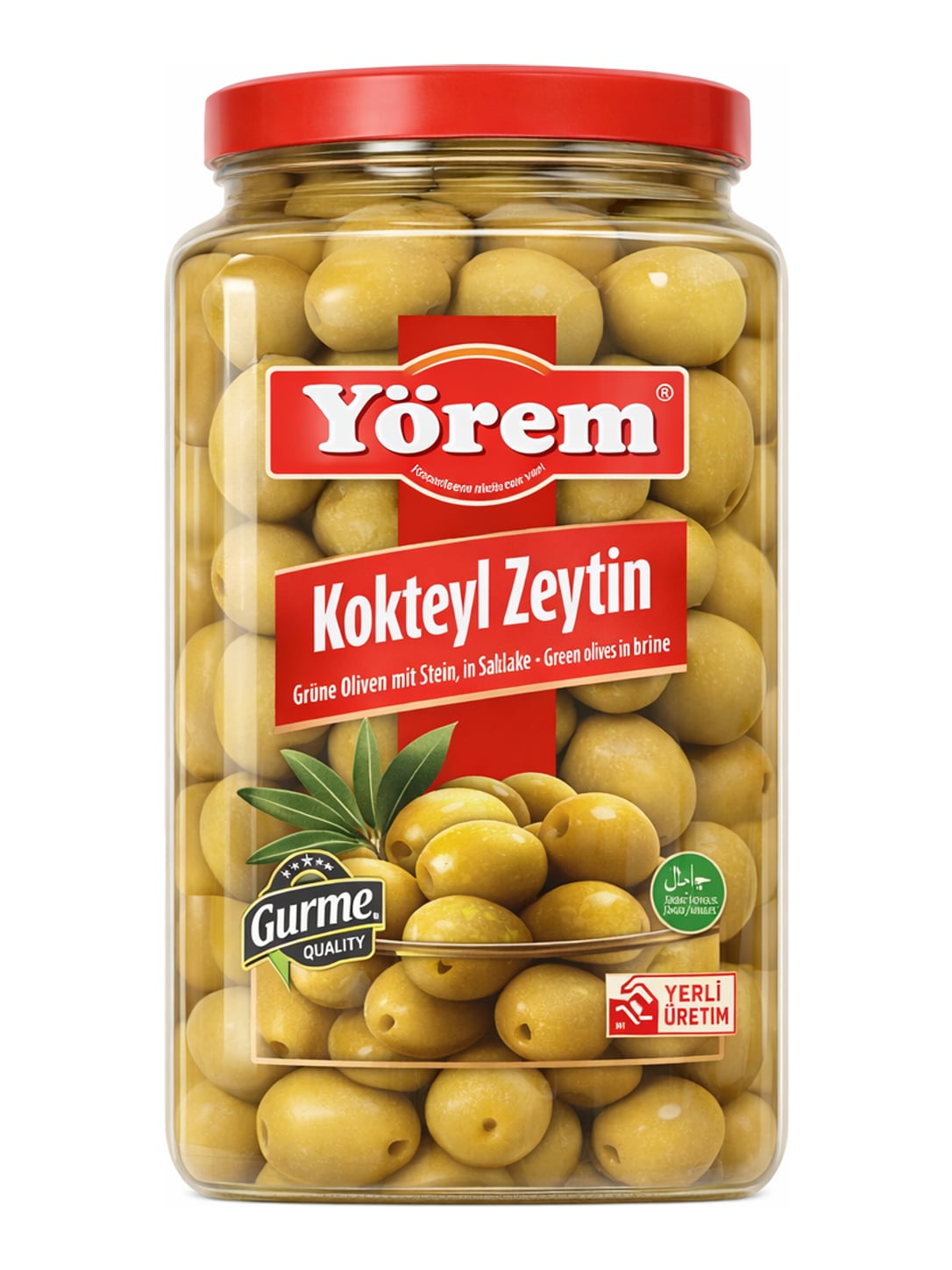 Yörem Kokteyl Zeytin 1600g – Grüne Cocktail-Oliven in Salzlake
