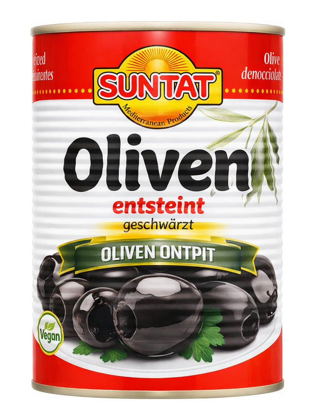 SUNTAT Oliven Schwarz Entsteint 800g – Siyah Zeytin çekirdeksiz schwarze geschwärzte Oliven