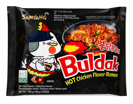Samyang Buldak Hot Chicken Ramen 5x140g – koreanische scharfe Instant-Nudeln