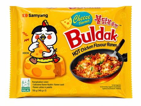 Samyang Buldak Cheese Ramen 5x140g – koreanische scharfe Instant-Nudeln mit Käse