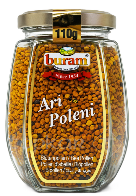 Buram Blütenpollen im 110g Glas, natürliche Bienenpollen als gesunde Ergänzung mit hochwertiger Qualität