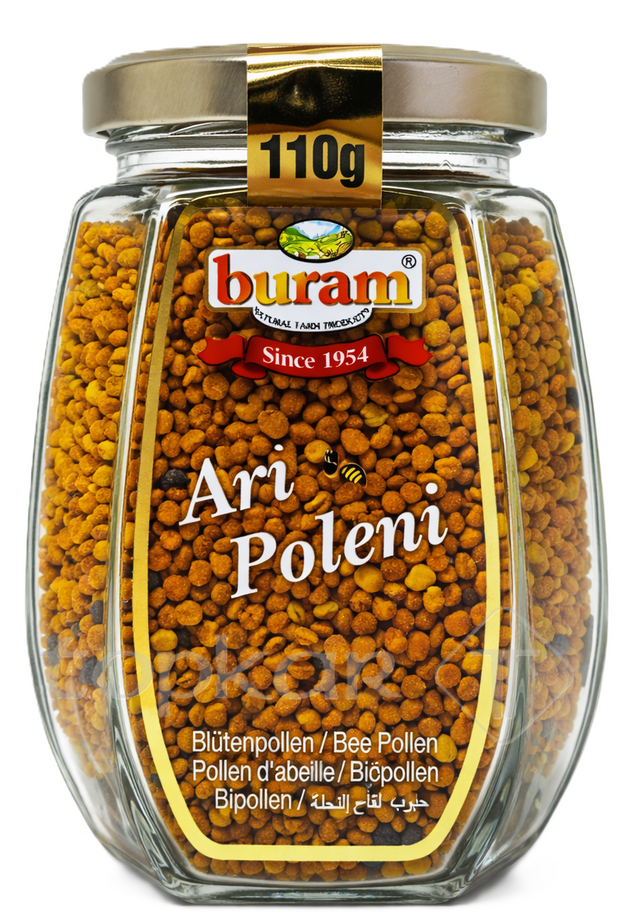 Buram Blütenpollen im 110g Glas, natürliche Bienenpollen als gesunde Ergänzung mit hochwertiger Qualität
