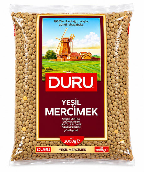 Duru Grüne Linsen 2kg – Yeşil Mercimek getrocknete grüne Linsen