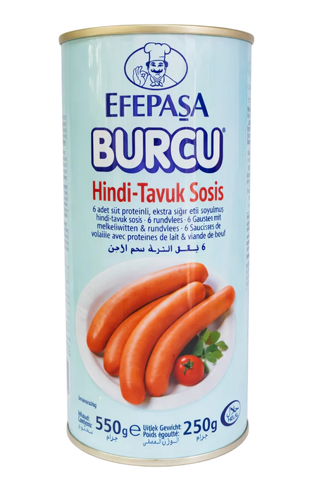 Efepasa Burcu Hindi-Tavuk Sosis 550g – 6 Geflügelwürstchen in Eigenhaut mit Milcheiweiß