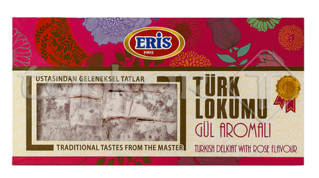 Eris Lokum mit Rosenaroma, traditionelle türkische Süßigkeit mit zartem Rosenblüten-Geschmack