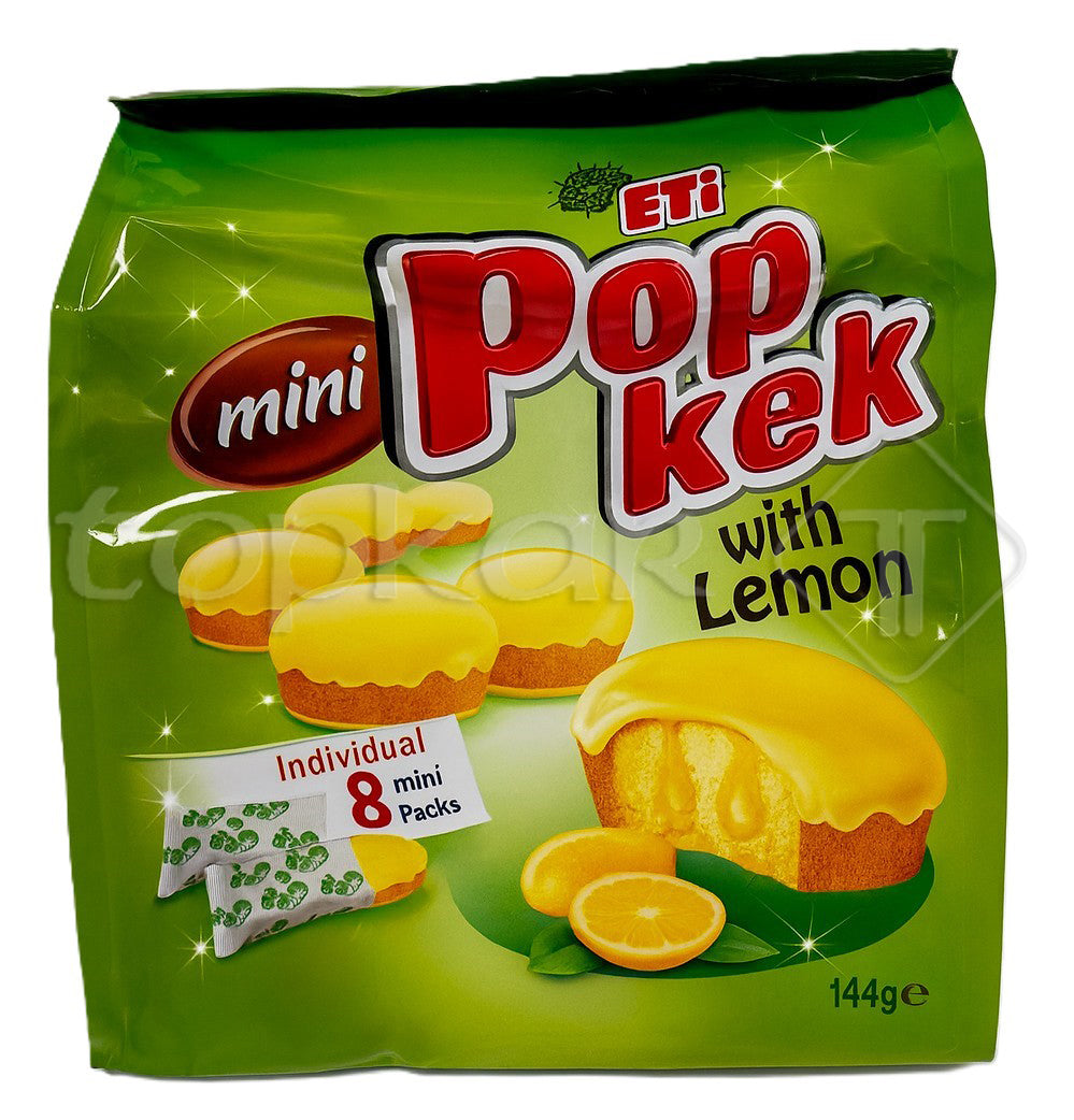 Eti Mini Popkek Zitrone, kleine Zitronenkuchen mit Zitronenglasur, einzeln verpackt, 144g Packung