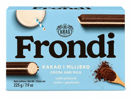 Kras Frondi Waffeln Kakao-Milch 225g – Vafel proizvod Kakao i Mlijeko Cocoa and Milk