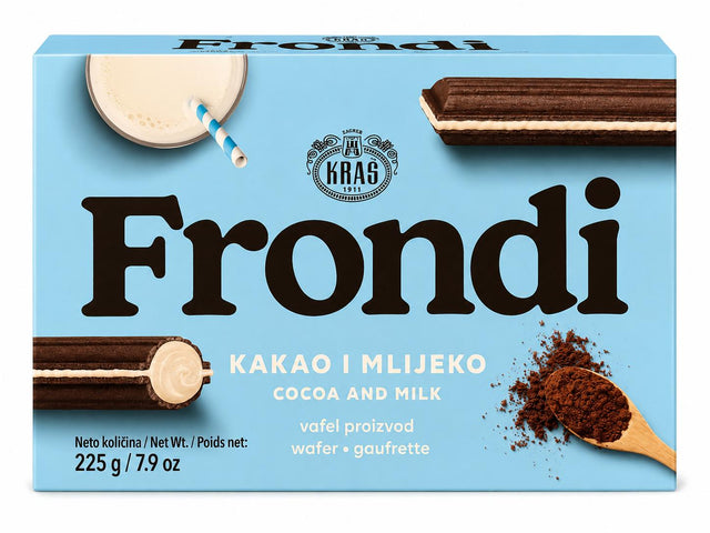 Kras Frondi Waffeln Kakao-Milch 225g – Vafel proizvod Kakao i Mlijeko Cocoa and Milk