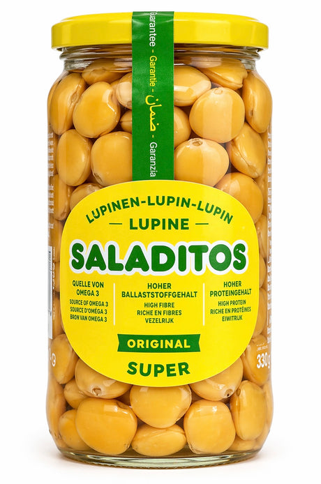 Saladitos Lupinen 600g Glas – Lupin eingelegte Lupinenbohnen Omega-3