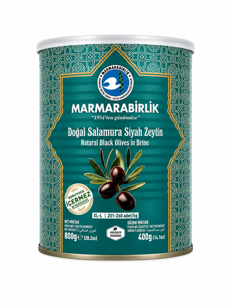 Marmarabirlik Schwarze Oliven Natural 400g – Doğal Salamura Siyah Zeytin XL-L