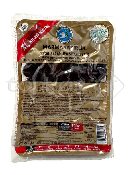 Marmarabirlik Oliven Mega  große schwarze Oliven in natürlicher Salzlake