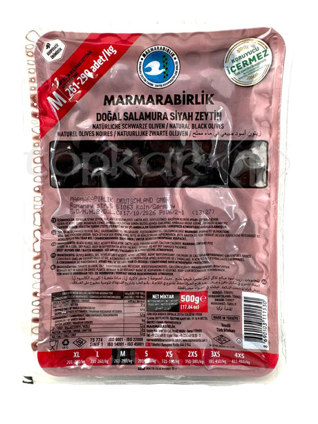 Marmarabirlik Oliven Süper in natürlicher Lake schwarze Oliven, frisch und lecker.