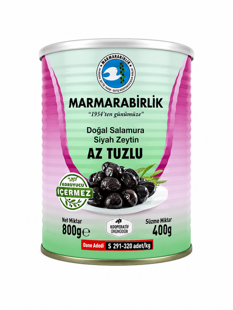 Marmarabirlik Schwarze Oliven Salzarm 400g – Doğal Salamura Siyah Zeytin Az Tuzlu