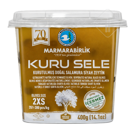 Marmarabirlik Kuru Sele Schwarze Oliven 2XS 400g – Getrocknete Salamura-Oliven