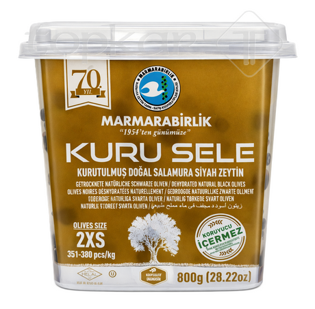 Marmarabirlik Kuru Sele Schwarze Oliven 2XS 800g – Getrocknete Salamura-Oliven Großpackung