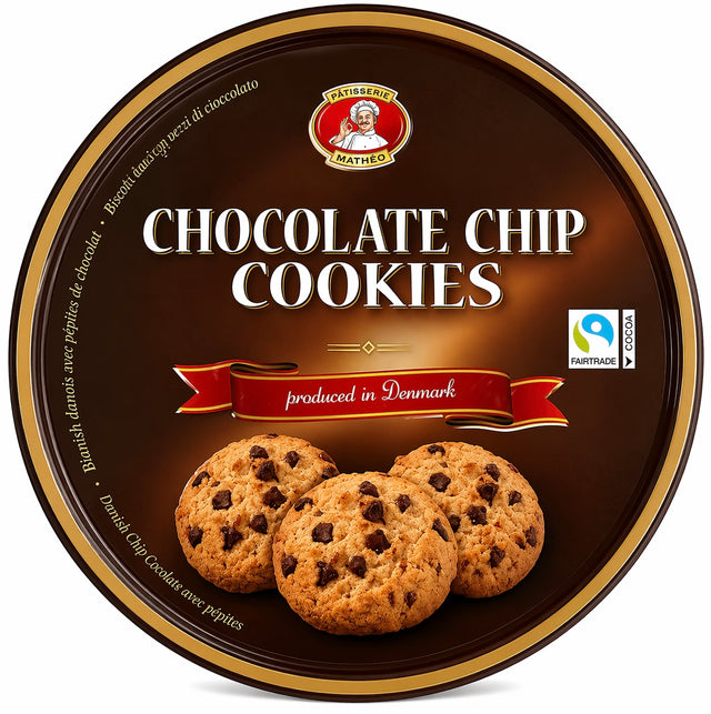 Patisserie Matheo Chocolate Chip Cookies 454g – dänische Kekse mit Fairtrade-Schokolade