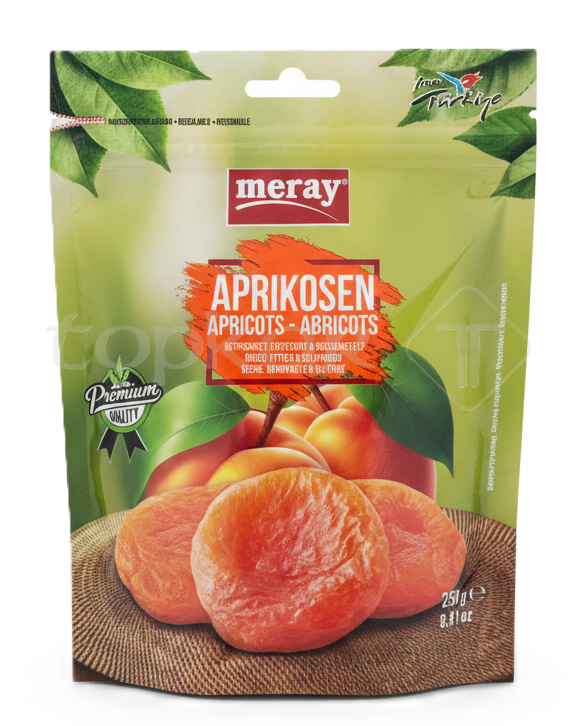 Meray Aprikosen 250 g – getrocknete, entsteinte Aprikosen im wiederverschließbaren Beutel