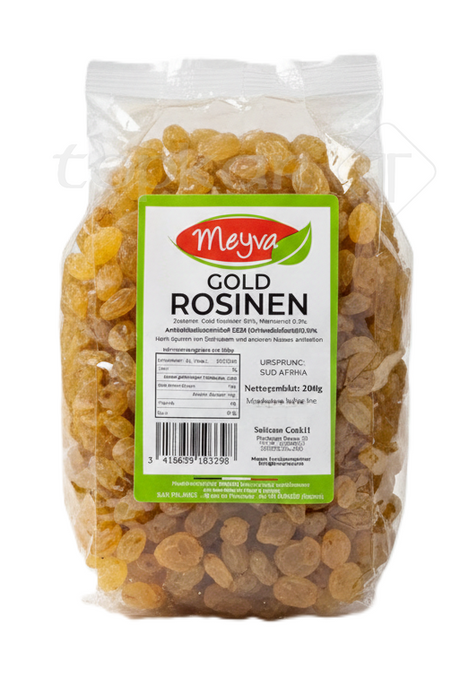 Meyva Gold Rosinen in der 200g Packung, helle sonnengereifte Weinbeeren aus Südafrika