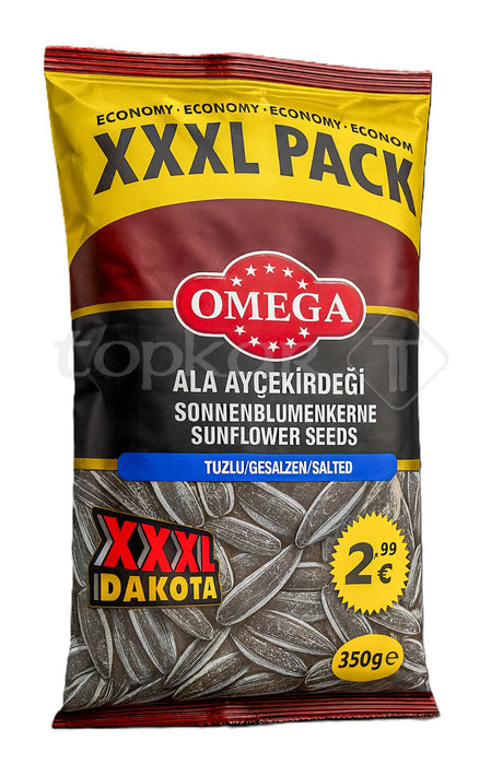 Omega Sonnenblumenkerne gesalzen im XXL Pack, gesalzene Sonnenblumenkerne 350g, Snackqualität