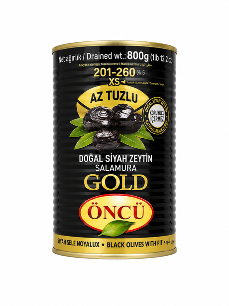 Öncü Gold Schwarze Oliven XL-L 800g – Doğal Siyah Zeytin az tuzlu Salamura