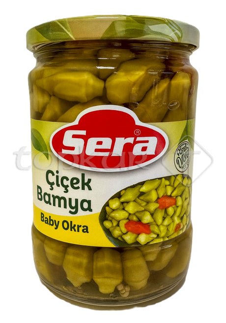 Sera Okraschroten eingelegte grüne Okraschoten im Glas, Baby Okra frisch und aromatisch