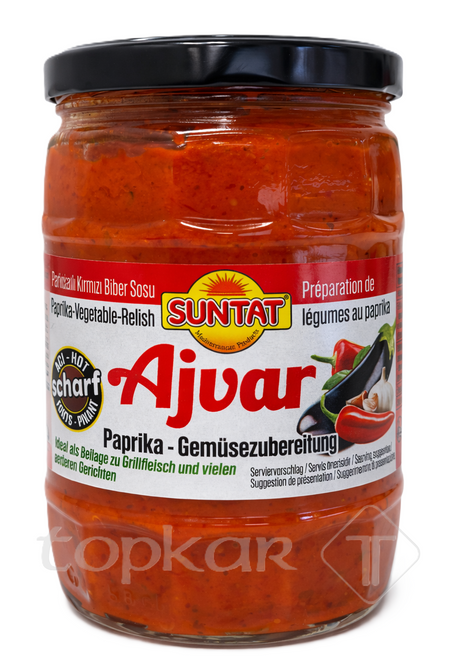 Suntat Ajvar Scharf 535g – Paprika Gemüsezubereitung scharf