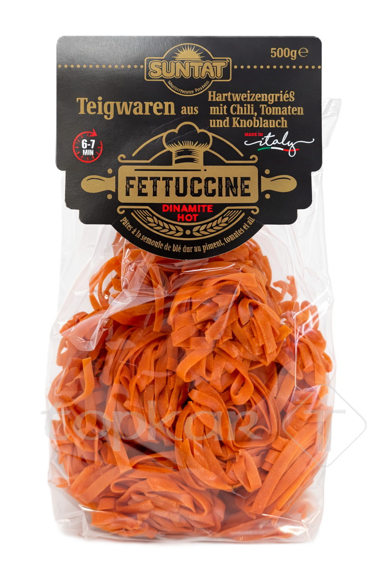 Suntat Fettuccine Chili Tomaten Knoblauch 500g – Scharfe Pasta aus Italien