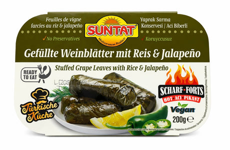 Suntat Gefüllte Weinblätter mit Reis & Jalapeño 200g – Yaprak Sarma Acı Biberli
